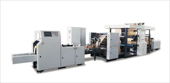 الصين آلة صنع أكياس الورق ذات القاع المسطح مع طباعة 4 ألوان على الخط المزود